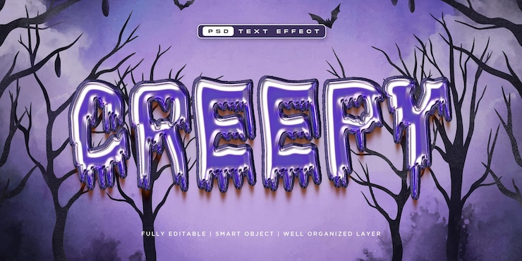 PSD halloween creepy horror editable text effect