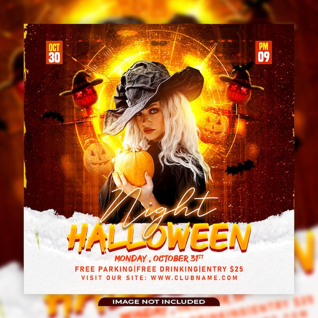 Halloween-dj-party-flyer social-media-post und web-banner-vorlage