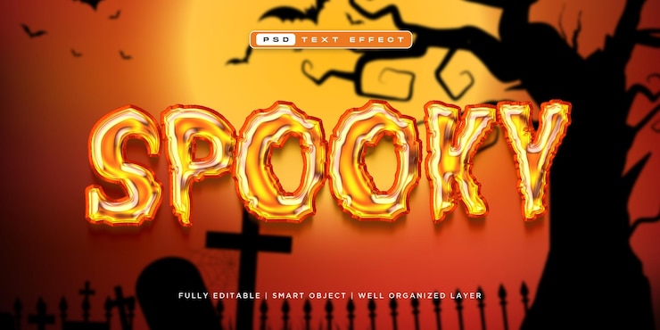 PSD halloween espeluznante horror efecto de texto editable