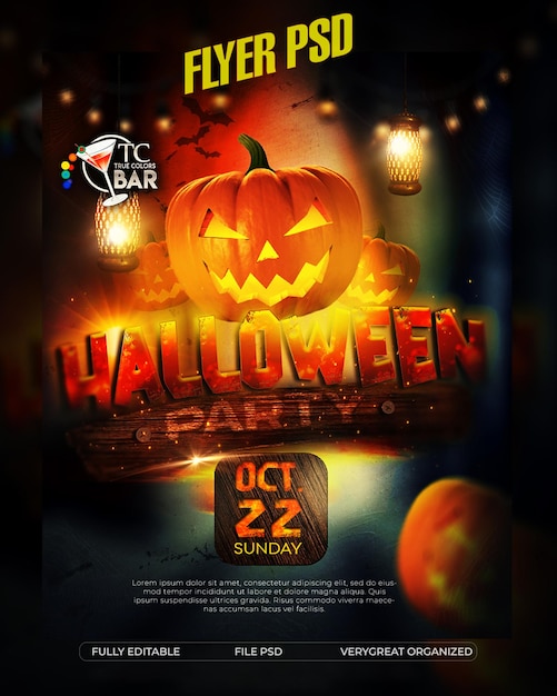 Halloween flyer party flayer design psd vorlage