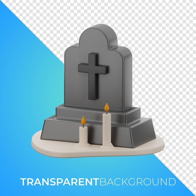 Halloween Grabstein Icon Set 3D-Rendering auf transparentem Hintergrund PNG