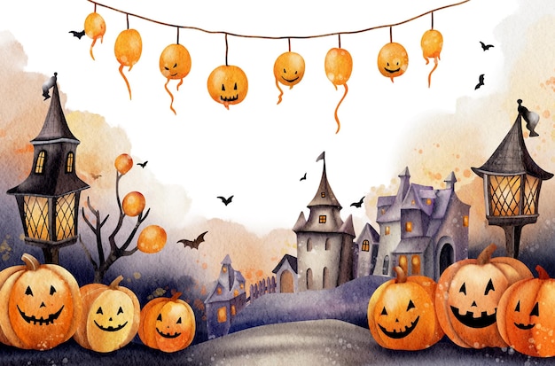 PSD halloween-hintergrund-aquarell-illustration