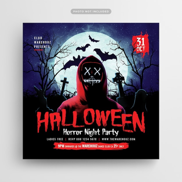 Halloween Horror Night Party Flyer Publication Sur Les Médias Sociaux Et Bannière Web