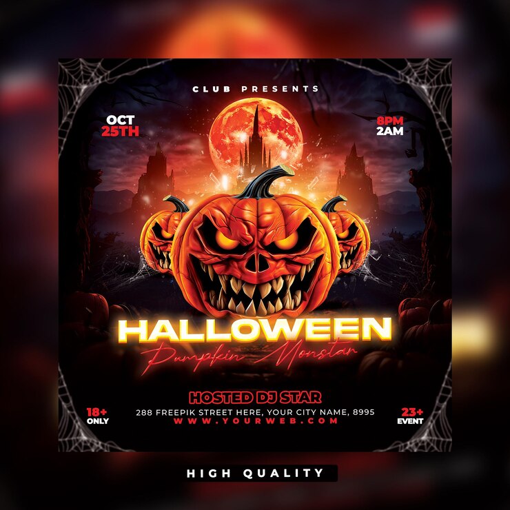 PSD halloween horror party flyer social media banner psd disegni di modelli