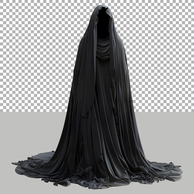 PSD halloween horror pessoa de pé em pano preto em fundo transparente ai gerado