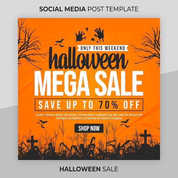 Halloween-instagram-post oder quadratische web-banner-vorlage