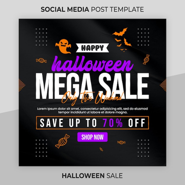 Halloween-instagram-post oder quadratische web-banner-vorlage