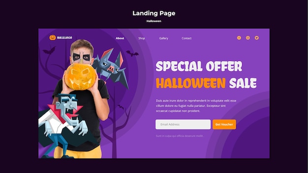 PSD halloween konzept konzept landing page vorlage