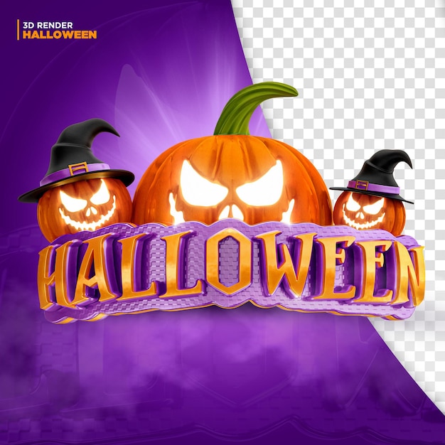 Halloween-Label 3D-Render für Komposition