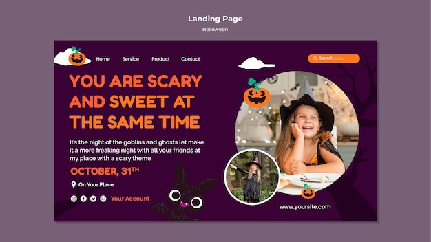 Halloween-Landing-Page-Vorlage mit Foto