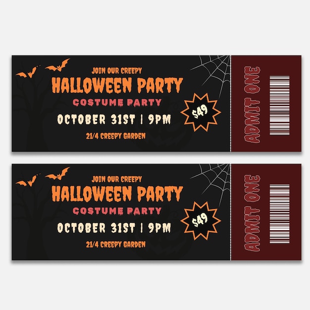 PSD halloween modèle de billet de partie