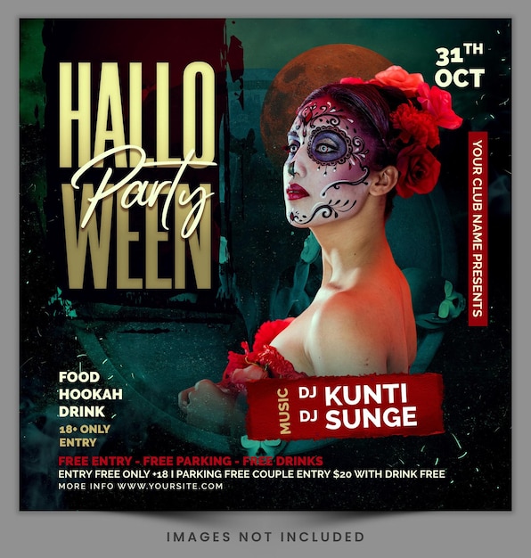 PSD halloween-nacht-party-social-media-beitragsvorlage