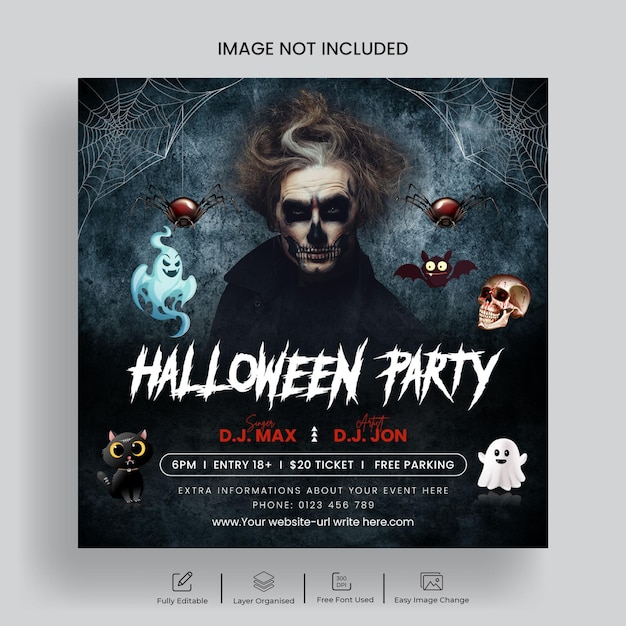 Halloween-nachtparty-social-media-post-banner oder instagram-post-vorlage