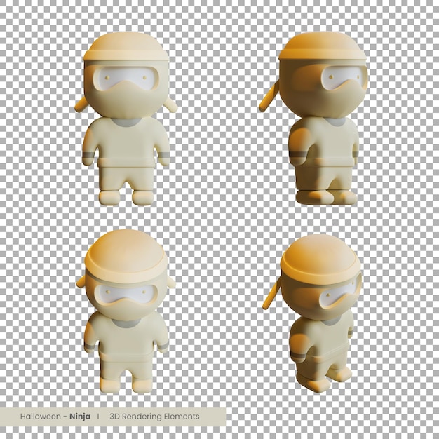 Halloween Ninja 3D-Rendering-Elemente