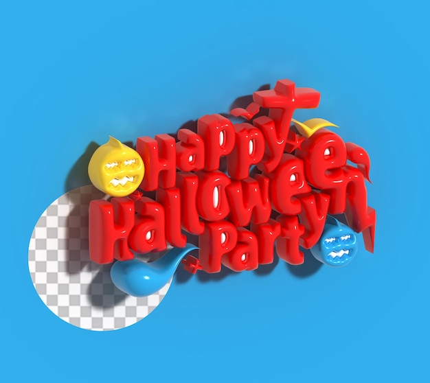 PSD halloween party 3d lettering transparent psd font design