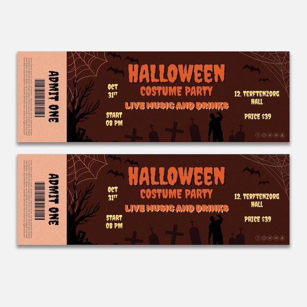 PSD halloween-party-ticket-vorlage