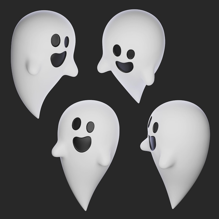 PSD halloween personajes de fantasmas espeluznantes 3d imágenes