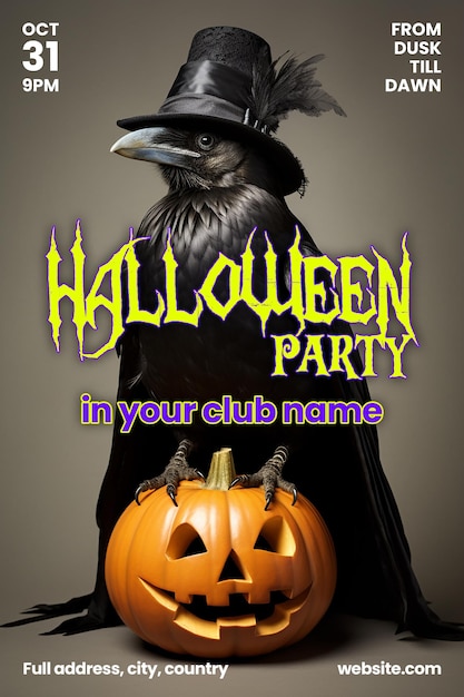Halloween-plakatvorlage psd halloween-nachtparty-flyer-banner social-media-beitrag psd-vorlage