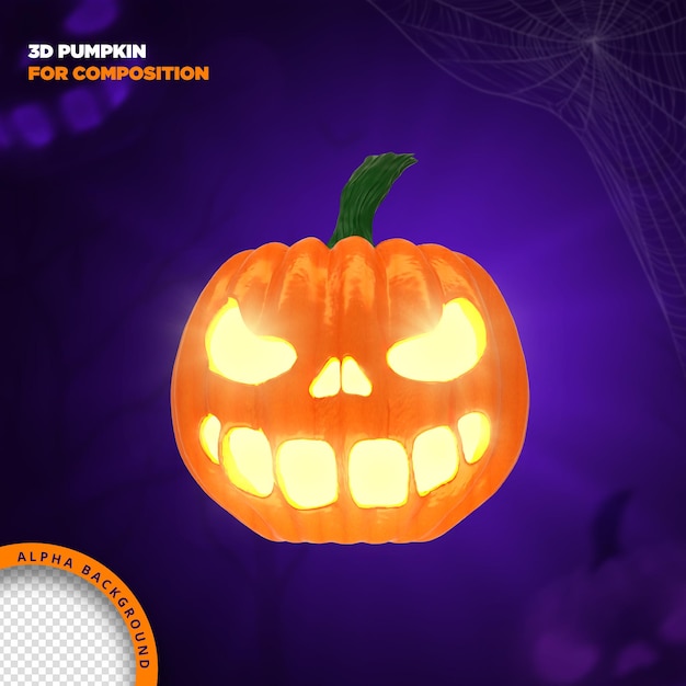 PSD halloween pumpikin render 3d para composición