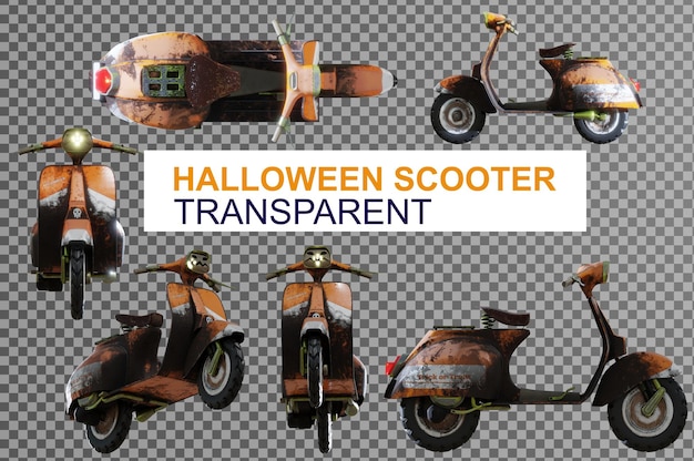 PSD halloween scooter transparent pour décoration