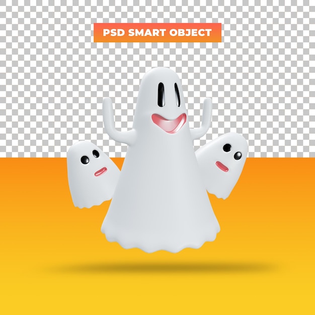 PSD halloween-smiley-geist, 3d-darstellung