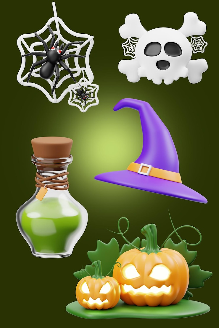 PSD halloween social media post 3d-rendering illustration png