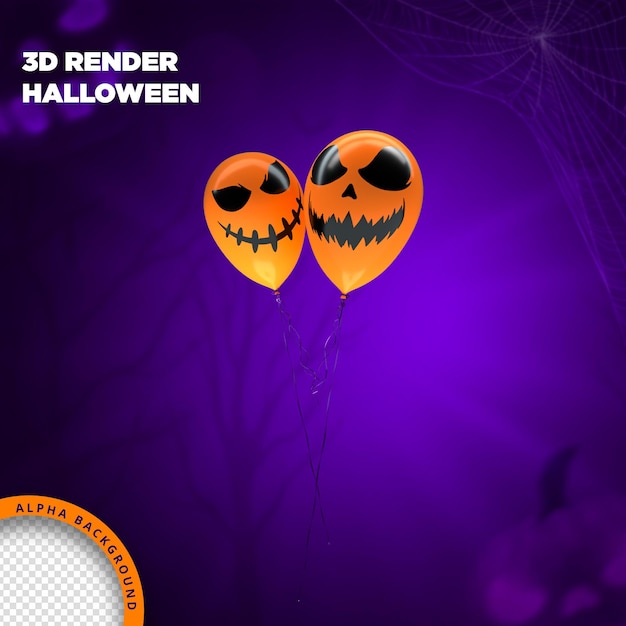 PSD hallowen balloon 3d render para composición