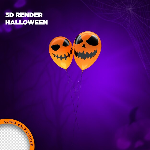 Hallowen balloon 3d render para composição