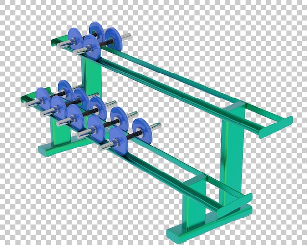 PSD haltères sur rack sur fond transparent illustration de rendu 3d