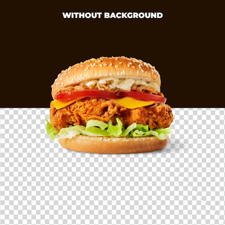PSD un hamburger au poulet avec de la laitue, de la tomate et de la mayonnaise.