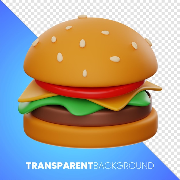 hamburger fast food e bevande icona rendering 3d su sfondo isolato