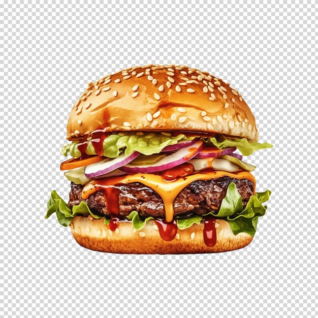 PSD hamburger sur fond blanc