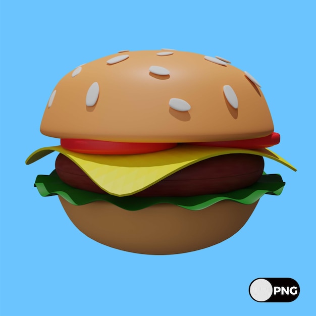 PSD hamburger illustration 3d