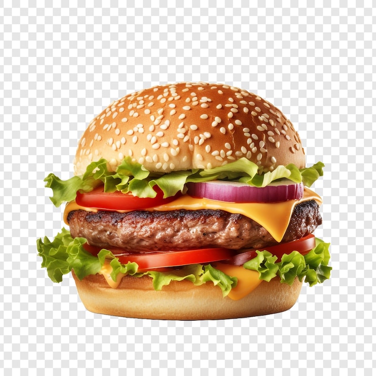 PSD hamburger isolé sur un fond transparent
