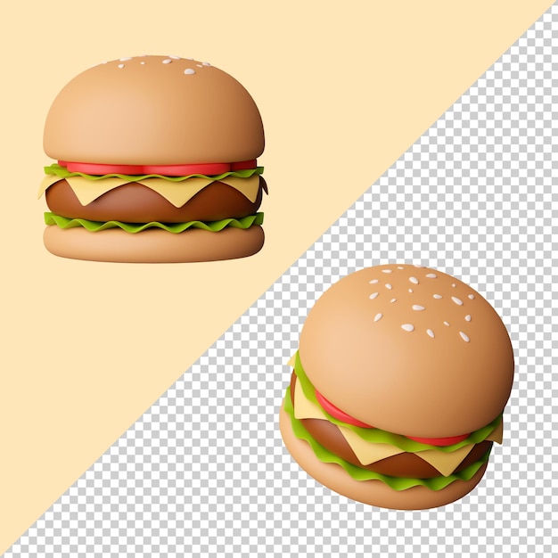 Hamburger isoliert 3d-rendering