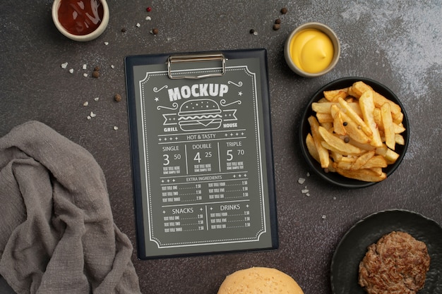 Hamburger-Menümodell mit leckerem Essen