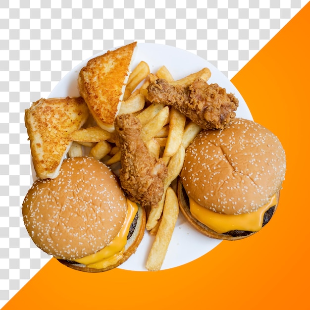 Hamburger set png adesivo fast food sfondo trasparente