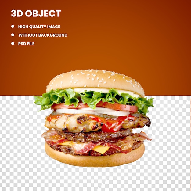 PSD hamburger veggie burger png fundo transparente