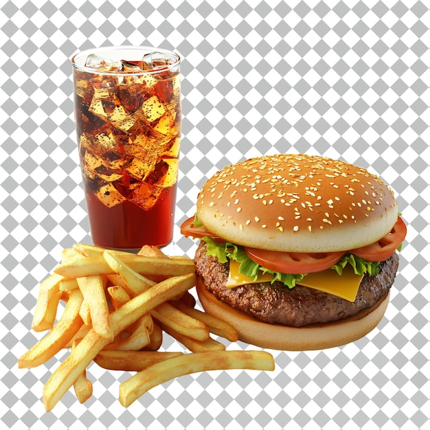 Des hamburgers frits et du soda délicieux.