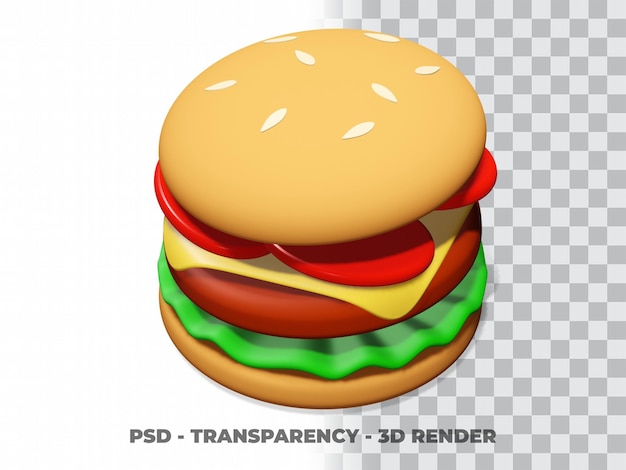 Hambúrguer 3d com fundo transparente