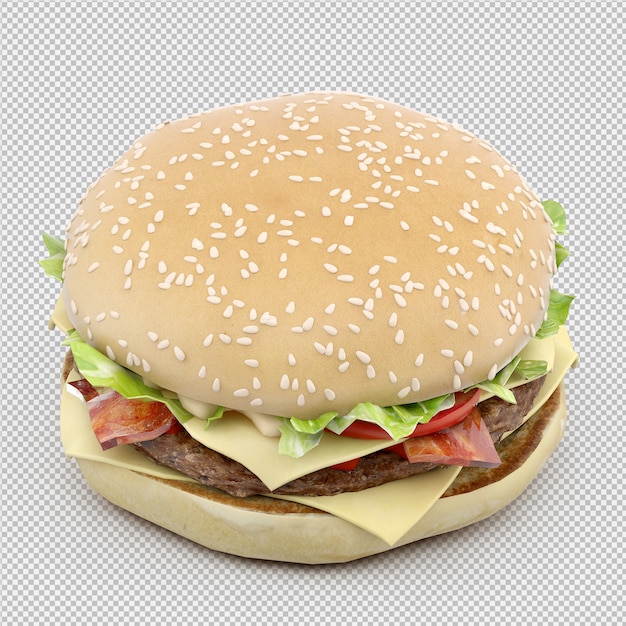 Hambúrguer 3d isolado render