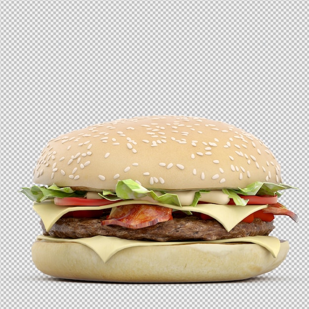 Hambúrguer 3d isolado render