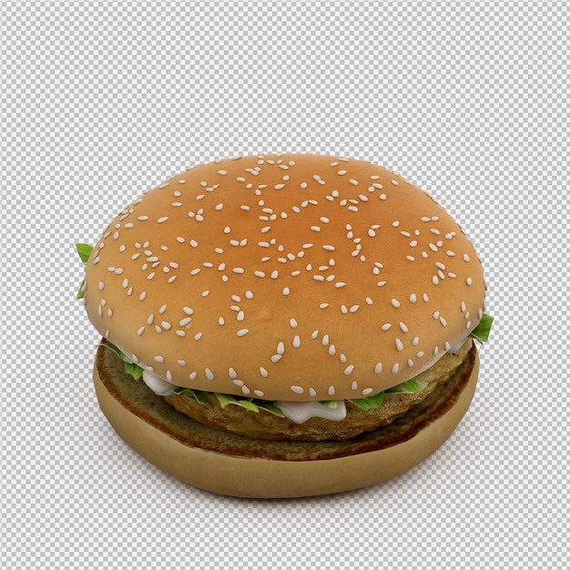 Hambúrguer 3d isolado render