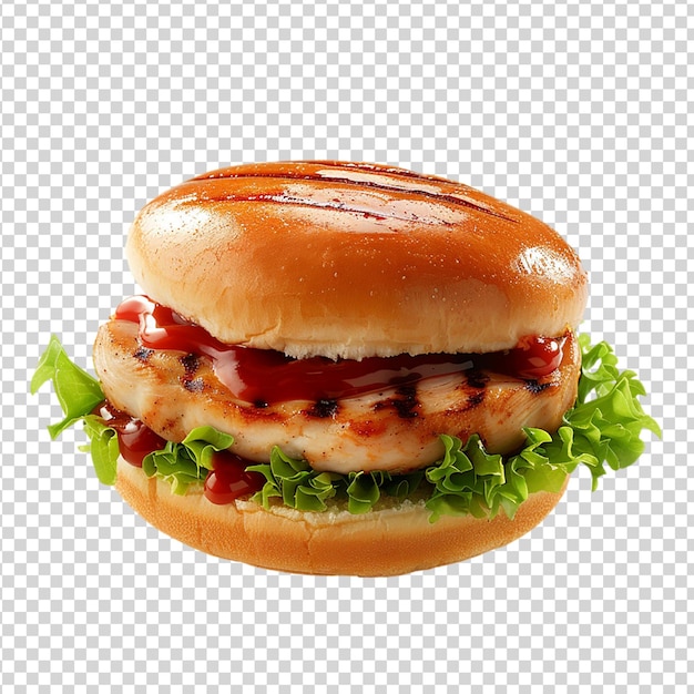 PSD hambúrguer com ketchup e mostarda isolado em fundo transparente