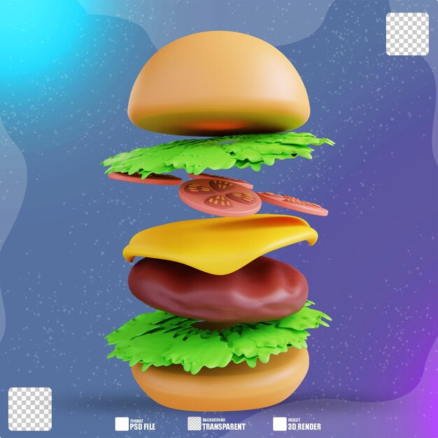 Hambúrguer de queijo ilustração 3d 4