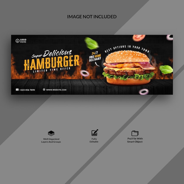 PSD hambúrguer oferece capa do facebook e banner da web