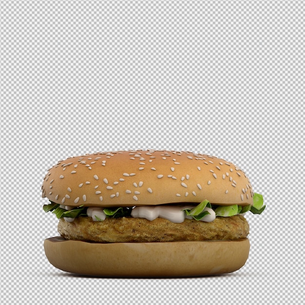 PSD hamburguesa 3d aislado render