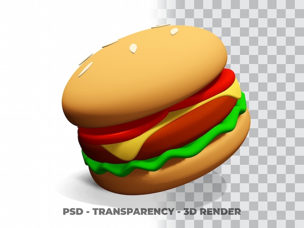Hamburguesa 3D con fondo de transparencia