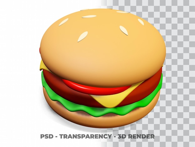 Hamburguesa 3D con fondo de transparencia