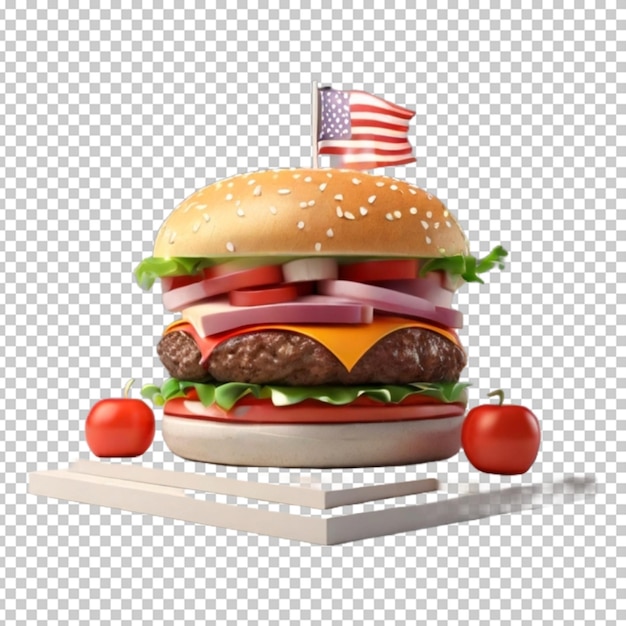 PSD hamburguesa en 3d png psd